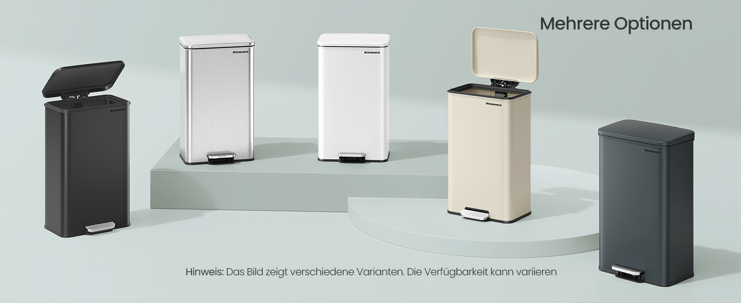 Відро для сміття SONGMICS 40 л з педаллю, сталеве, Softclose, сірий антрацит, з мішками (LTB540A02)