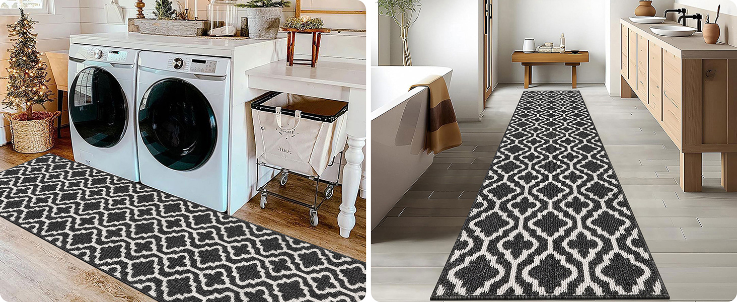 Придверний килимок SHACOS протибрудовий, протиковзкий, 60x240 см, чорний — для входу, коридору, тераси та саду, можна прати