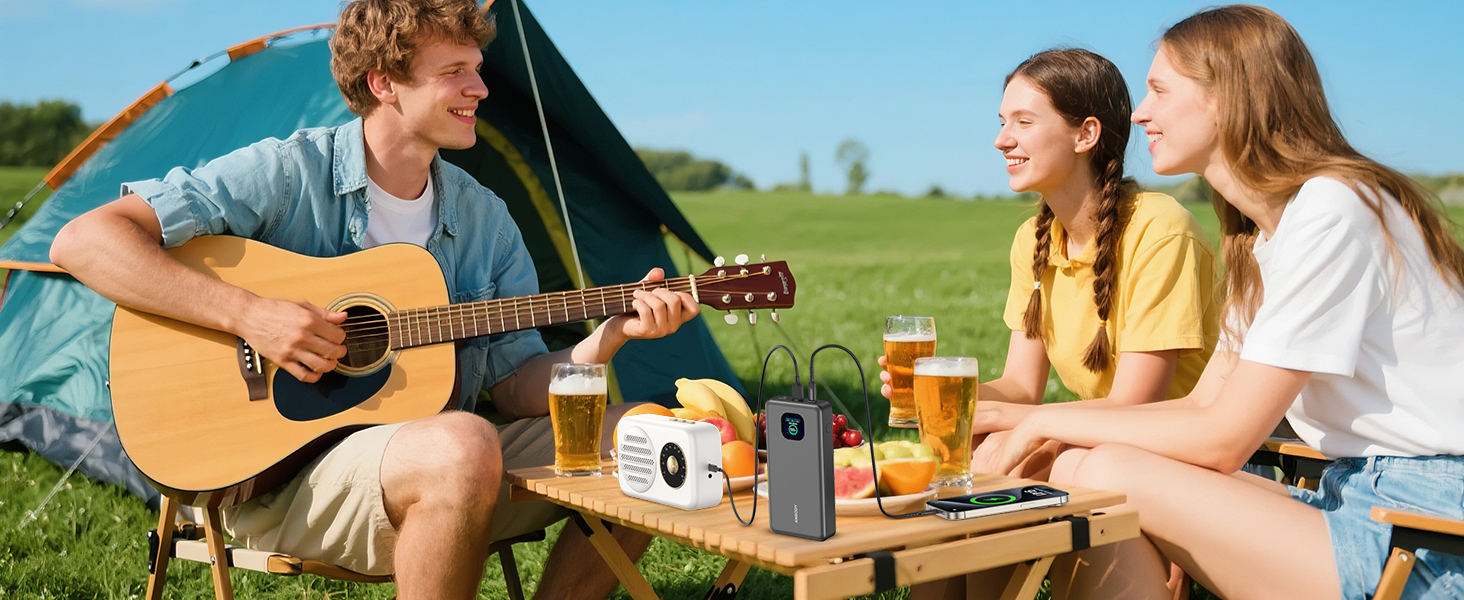 Power Bank 140W, 25000mAh з дисплеєм для ноутбука, MacBook, iPad, iPhone, Switch, Dell XPS (Сірий)