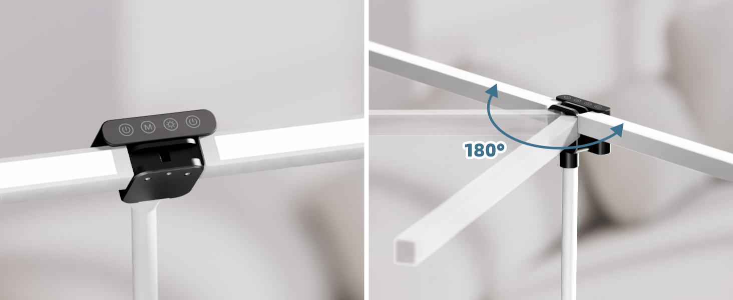 LED лампа для столу Doppelkopf з RGB, регулюванням яскравості 24W, з пультом дистанційного керування, кріпленням, денним світлом, безступеневим регулюванням & кольором, для офісу та дому (чорна) (білий)