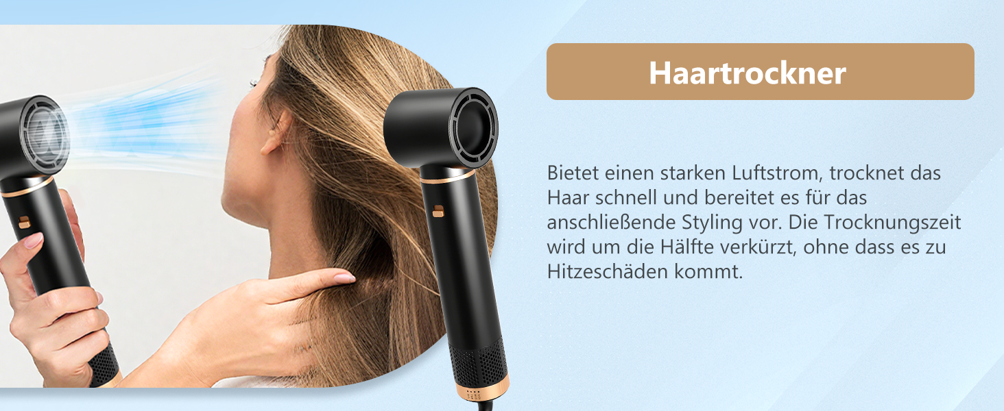 RUIZHI Airstyler 5 в 1: Фен-щітка для волосся з 5 насадками, 110000 обертів/хв, 3 температурні режими, для об'єму, локонів та випрямлення волосся