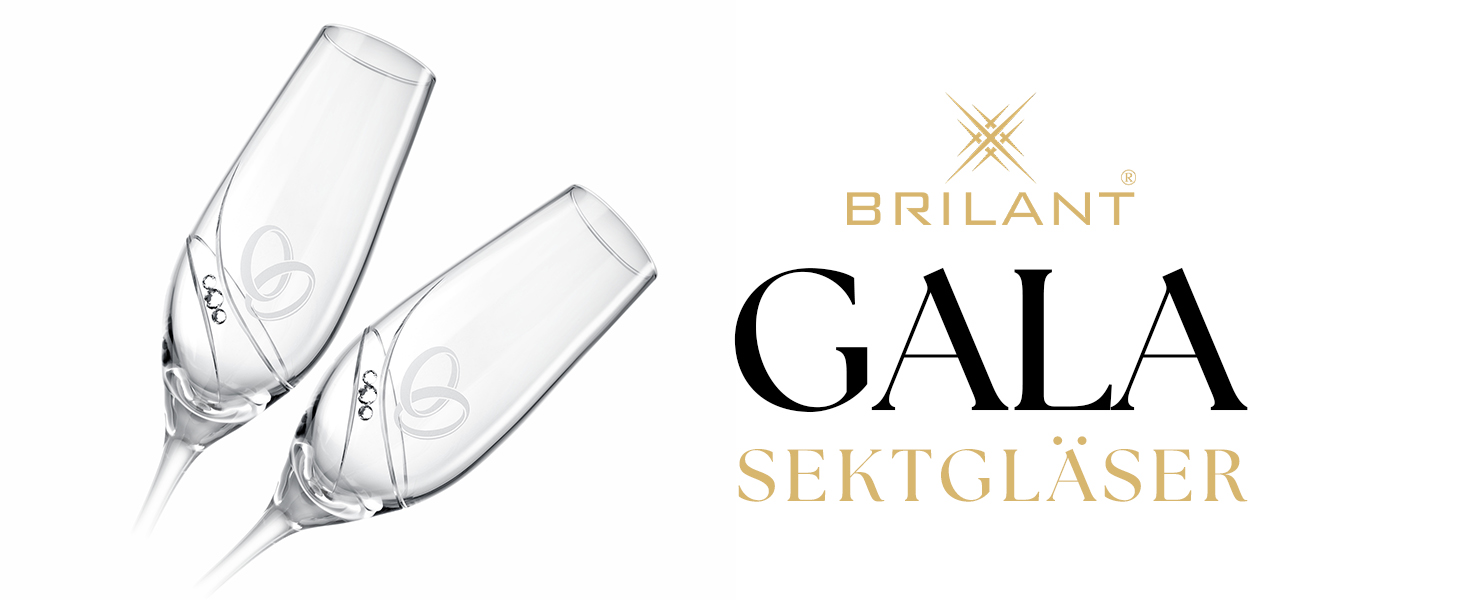 Шампанські келихи Brillant Gala з кристалами Swarovski, гравіювання, мінімалістичний дизайн, набір 2 шт. Ідеальні для весілля та особливих подій