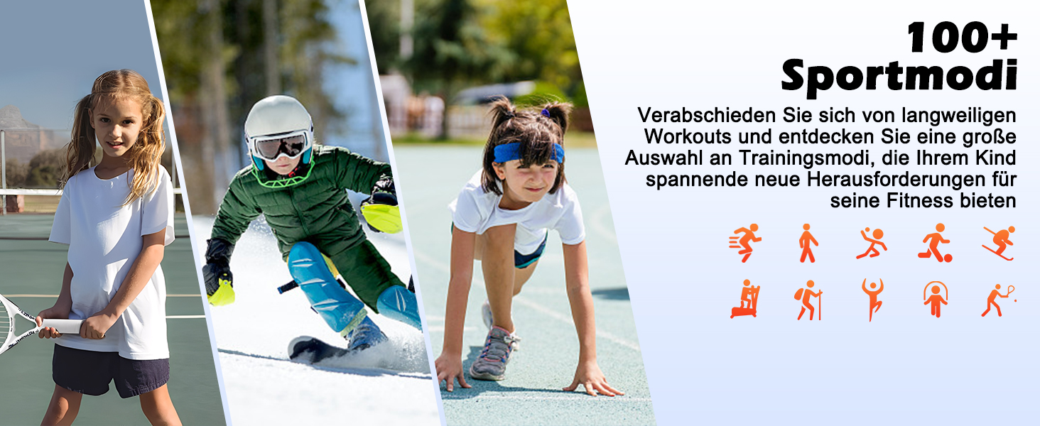 Дитячий розумний годинник-фітнес-трекер Kinder з 1.83' HD екраном, крокоміром, IP68 водонепроникністю, 120 спортивними режимами, монітором сну та будильником для дітей 5-16 років (блакитний)