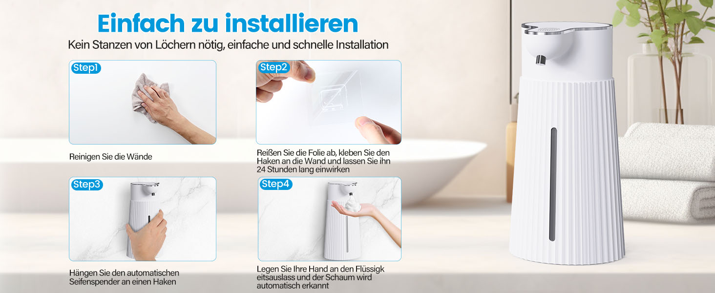 Електричний дозатор мила 400 мл з сенсором, автоматичний, настінний, 2 режими, USB, IPX6, білий