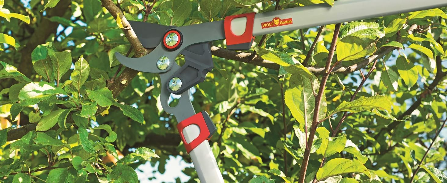 Секатор для гілок WOLF Garten Amboss Premium Plus POWER CUT, червоний/сірий, довжина 650-900 мм