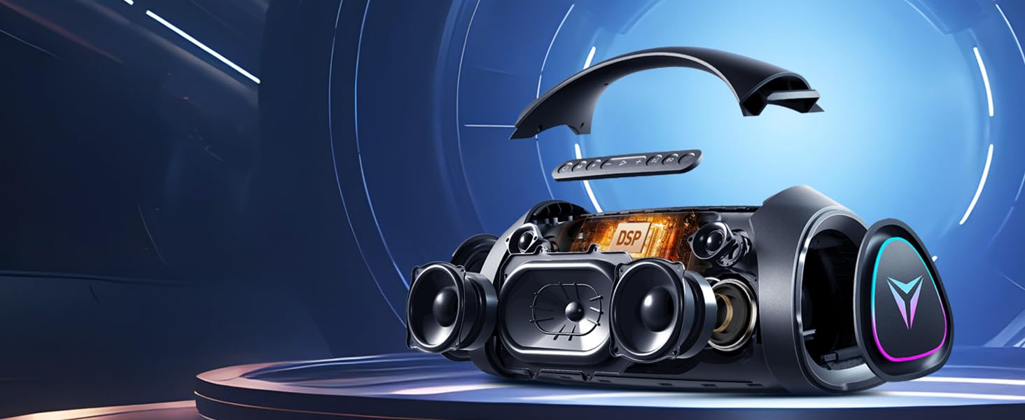 Портативна Bluetooth колонка YEAHBOX Sonic Boom Max 300W з басами, IP67, чорна