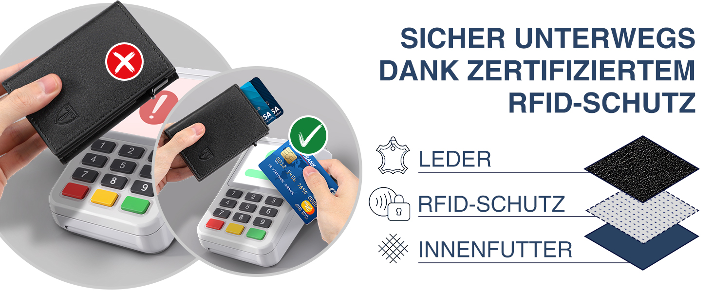 Чоловічий гаманець з відділенням для монет та RFID захистом, шкіряний, slim модель, 10 відділень для карток, чорний