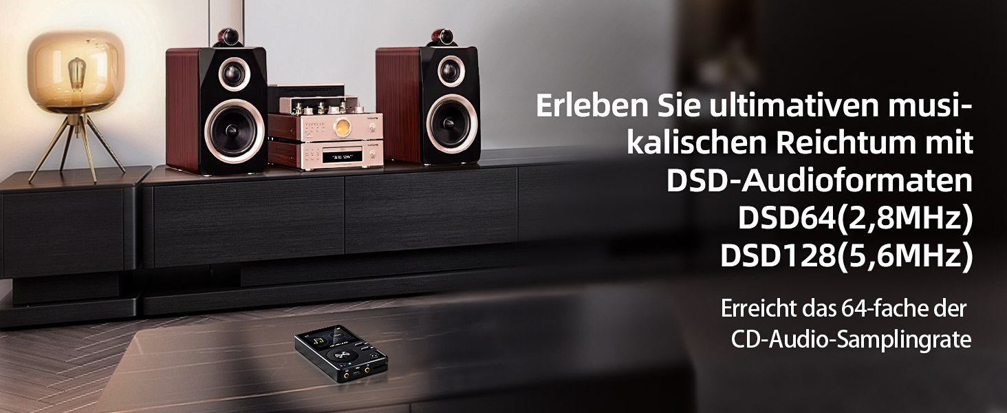 HIFI WALKER H2 MP3 плеєр з Bluetooth 5.2, DSD DAC Hi-Res FLAC плеєр, 64GB пам'яті, розширюваний до 512GB