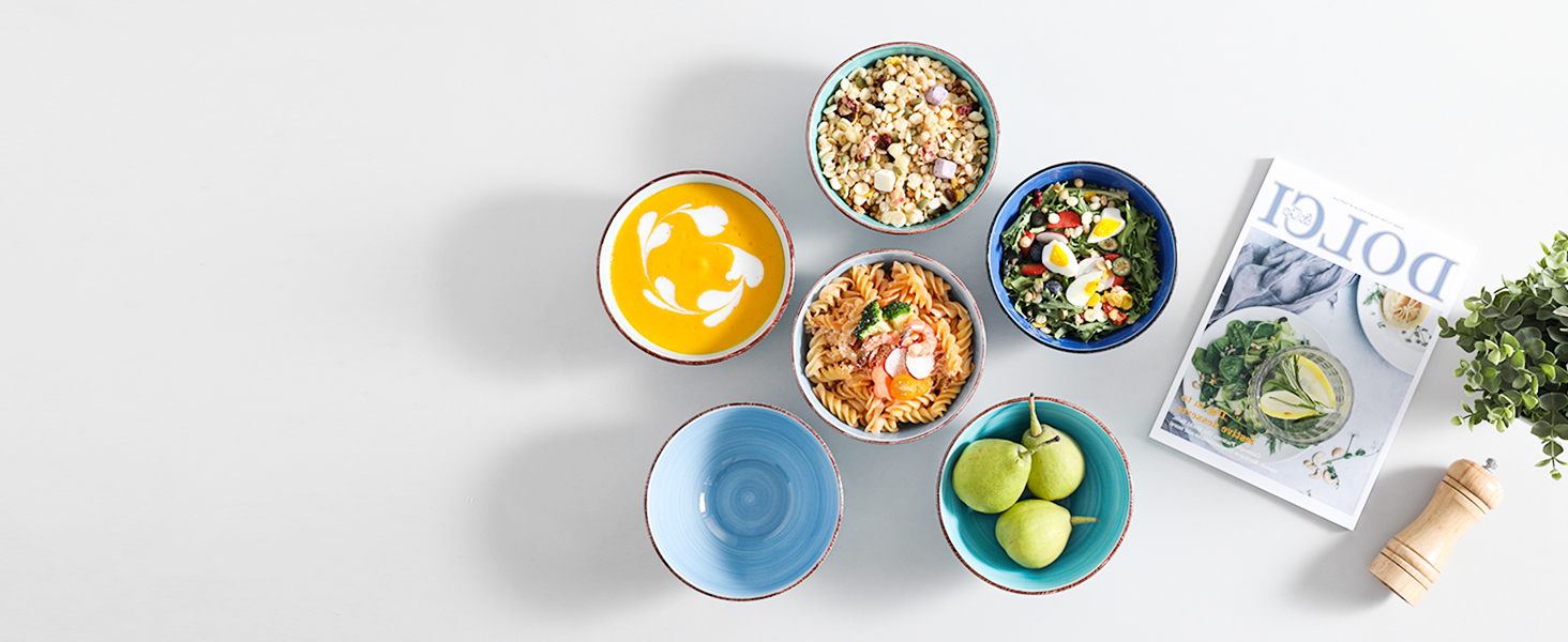 Vancasso Soup Bowls, Stoneware, BONITA 6-Piece Bowl Set, Salad Bowl, Pasta Bowls, Bowl Set