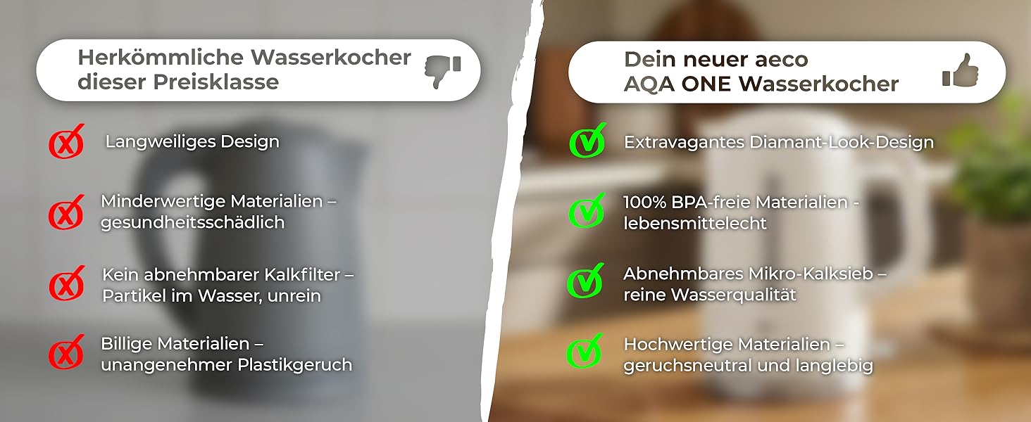 Електричний чайник Aeco AQA NEO з нержавіючої сталі, 1.7 л, 2150 Вт, без BPA, фільтр від накипу, бездротовий, CoolTouch, шампань сріблястий