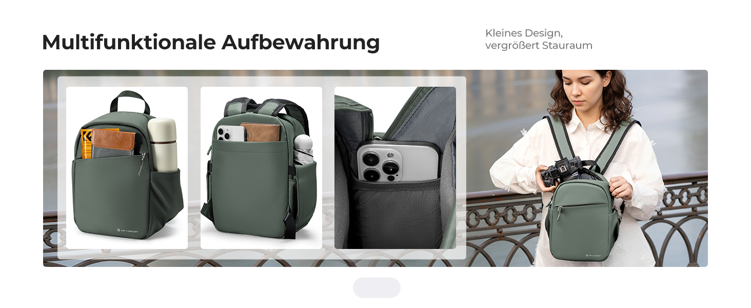 Рюкзак для камери K&F CONCEPT B-dunkelgrün: компактний, для DSLR, з регульованим ременем