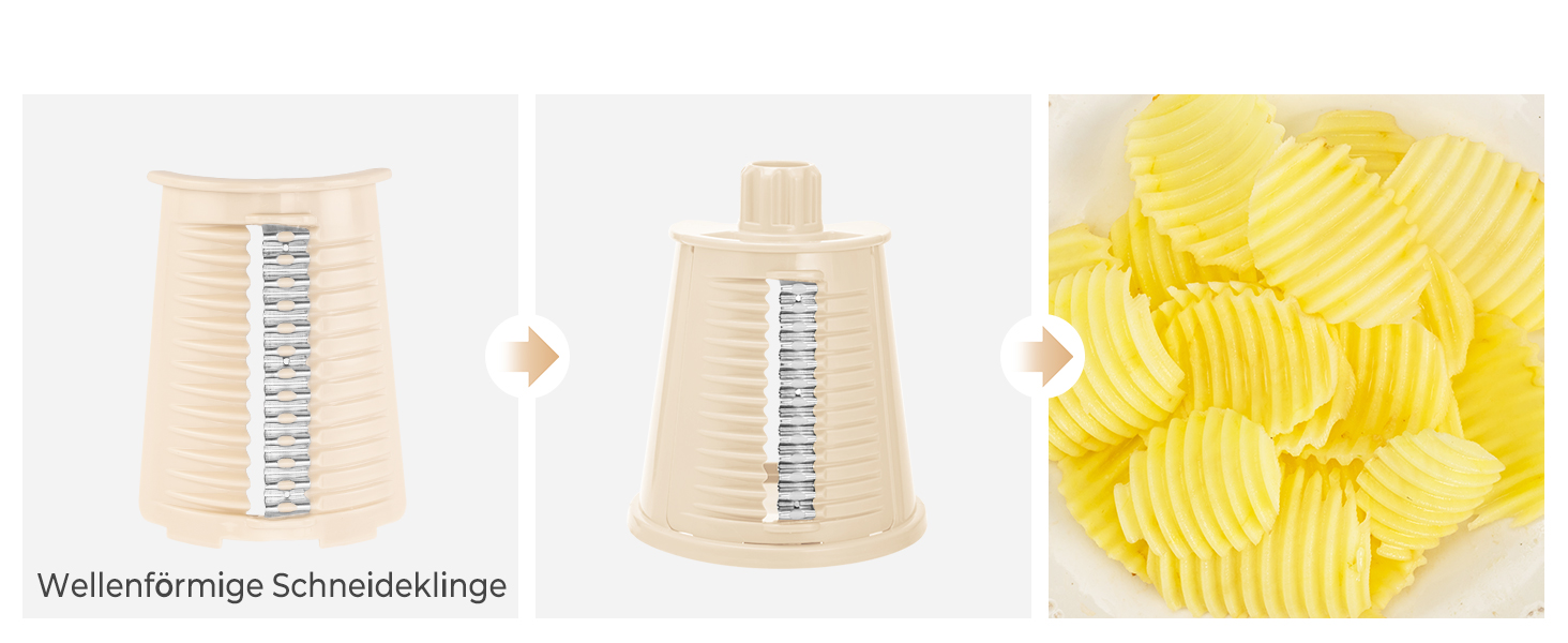 Тертка для овочів STEAS з ручкою - терка для сиру, овочів, фруктів з 5 насадок, міцним присоском, контейнером для ножів (Бежева)