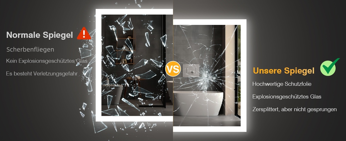 Дзеркало для ванної кімнати з підсвічуванням 50x70 см, LED, антизапар, 2 кольори світла (3000K/6500K), прямокутне, без рами