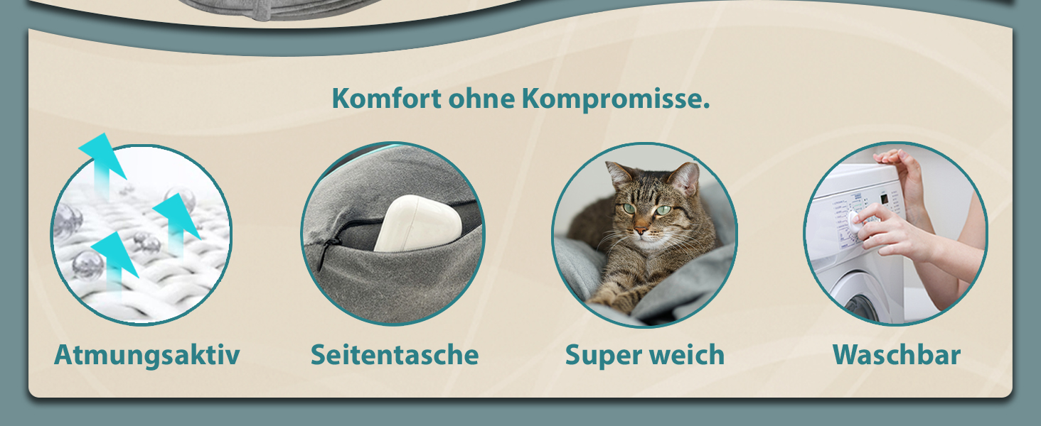 Подушка для шиї FlowZoom Dream Pro з додатковою бічною підтримкою та регульованим липучкою кріпленням - подушка для подорожей в літак з піною з пам'яті - з чохлом та подарунковою упаковкою - Сірий