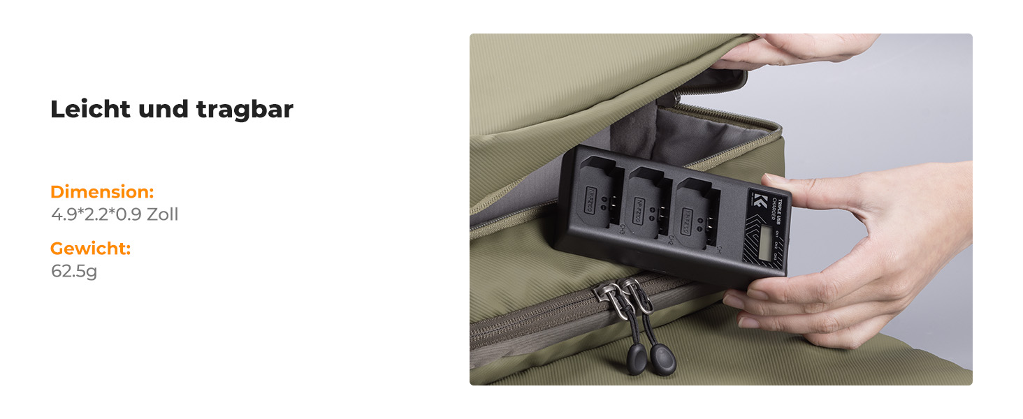 Зарядний пристрій K&F CONCEPT NP-FZ100 для камер Sony: A7iii, A7iv, A7Rv, A6700, A6600, A9, A1, FX3, FX30, ZV-E1 з LCD дисплеєм (3 слоти)