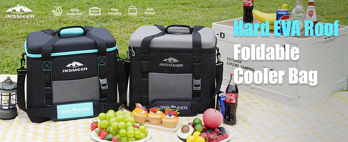 Термосумка INSMEER 40L сіра для кемпінгу, пікніка, пляжу - 60 банок