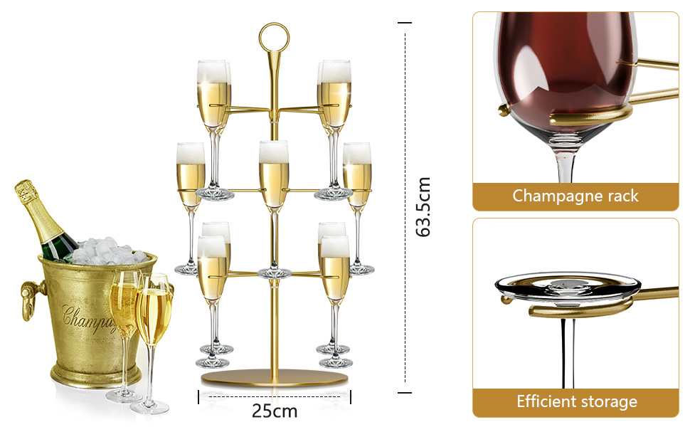 Набір для шампанського CLOPAE, 3 яруси, 12 келихів, металевий барний стійка для келихів, для вечірок, весіль, барів
