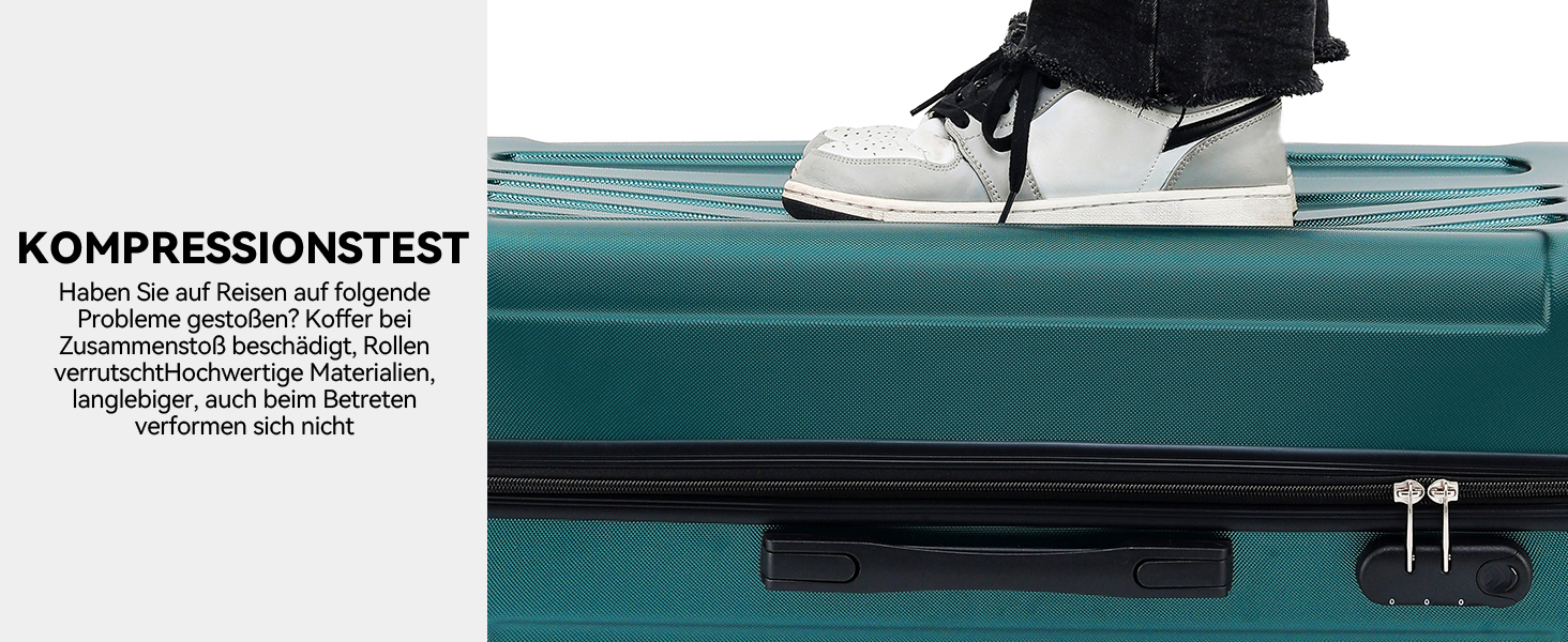 Набір валіз Beibye 2045 з двома колесами, 3 шт., для подорожей, жорсткий корпус, 20 кольорів (темно-зелений)