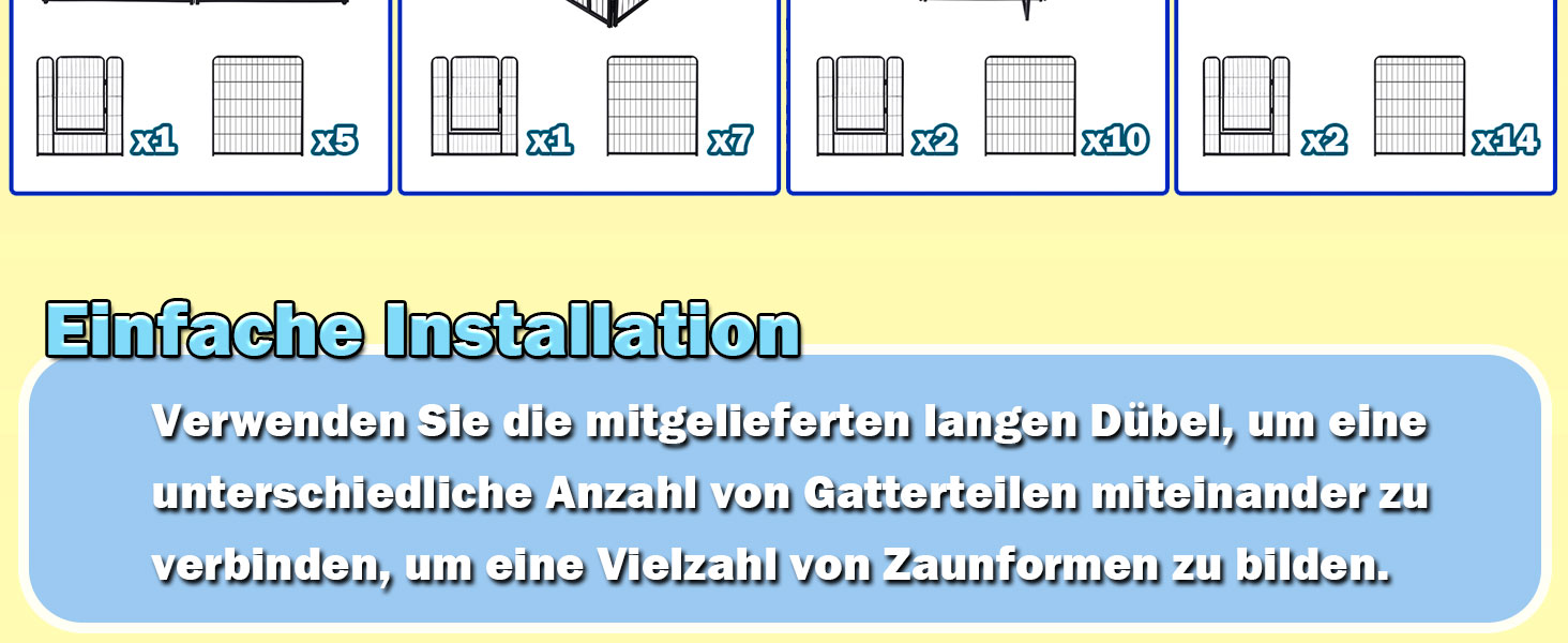 Набір вольєрів для собак SUBTLETY (6 шт.) з дверима та ґрунтовими анкерами. Freilaufgehege, загородження для собак, вольєр для цуценят, портативний вольєр для тварин, для саду та кемпінгу. Стійкий до погодних умов.