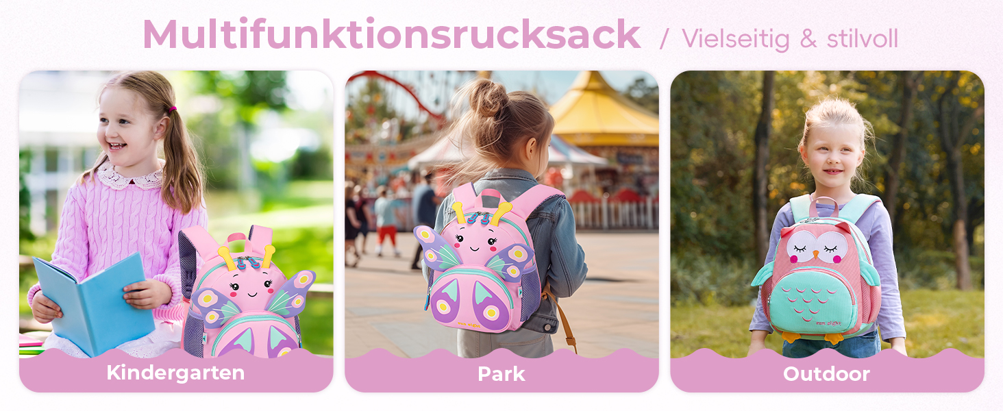 Дитячий рюкзак PROTAURI для школи, садочка та подорожей: рюкзак з малюнком тварин для дітей 3-5 років