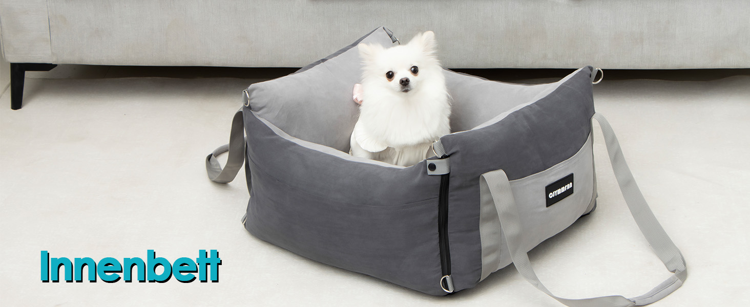 Portable Dog Car Seat for Small & Medium Dogs Under 15KG - Washable & Secure Travel Bed with Storage Pockets