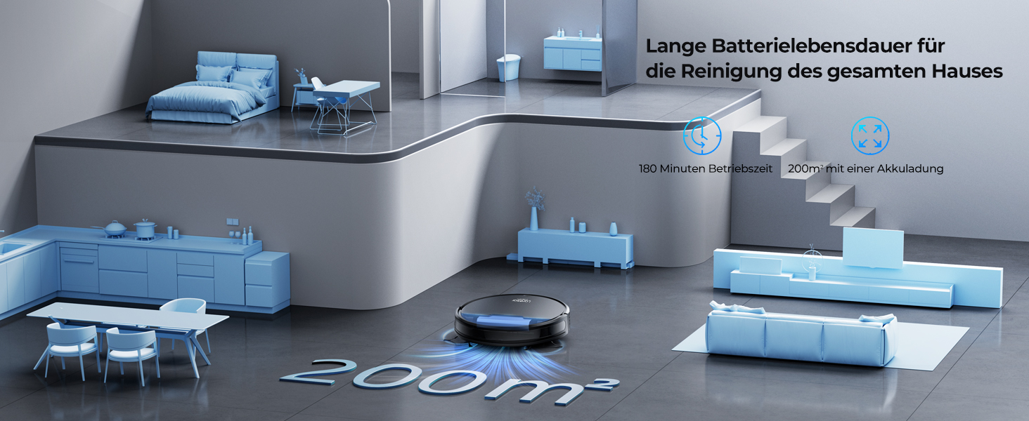 Робот-пилосос Laresar з функцією миття, 4500Pa, 3-в-1, сумісний з Alexa, 180 хв роботи, для шерсті тварин, килимів, твердих підлог