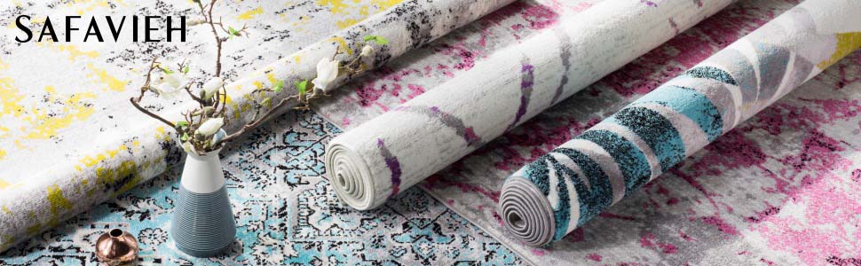 Килим SAFAVIEH Zottelig для вітальні, їдальні, спальні - колекція Florida Shag, високий ворс, 122 x 183 см (кремовий та блакитний, 244 x 305 см (прямокутний))