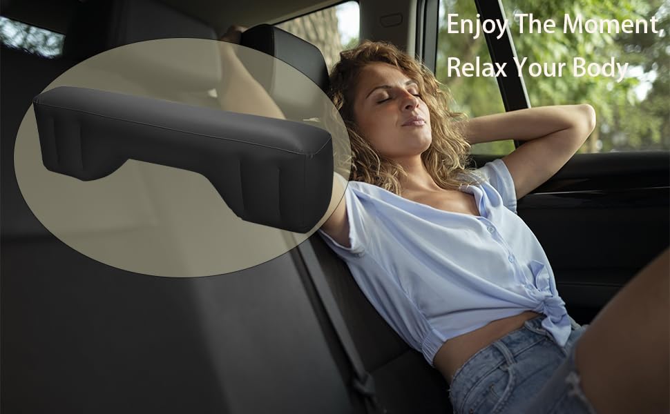 Надувний матрац для авто, чорний, з двома подушками та насосом. Підходить для кемпінгу, відпочинку та тематичних вечірок на природі. Чудовий подарунок друзям.