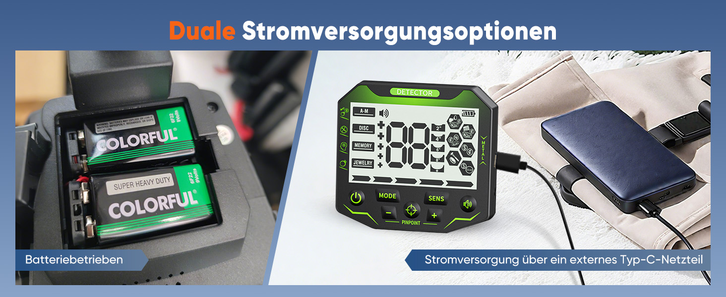 Металодетектор високоточний, регульована довжина 113-141 см, 5 режимів, акумуляторний, професійний з LCD-дисплеєм, водонепроникна котушка IP68 для дорослих та дітей (зелений)