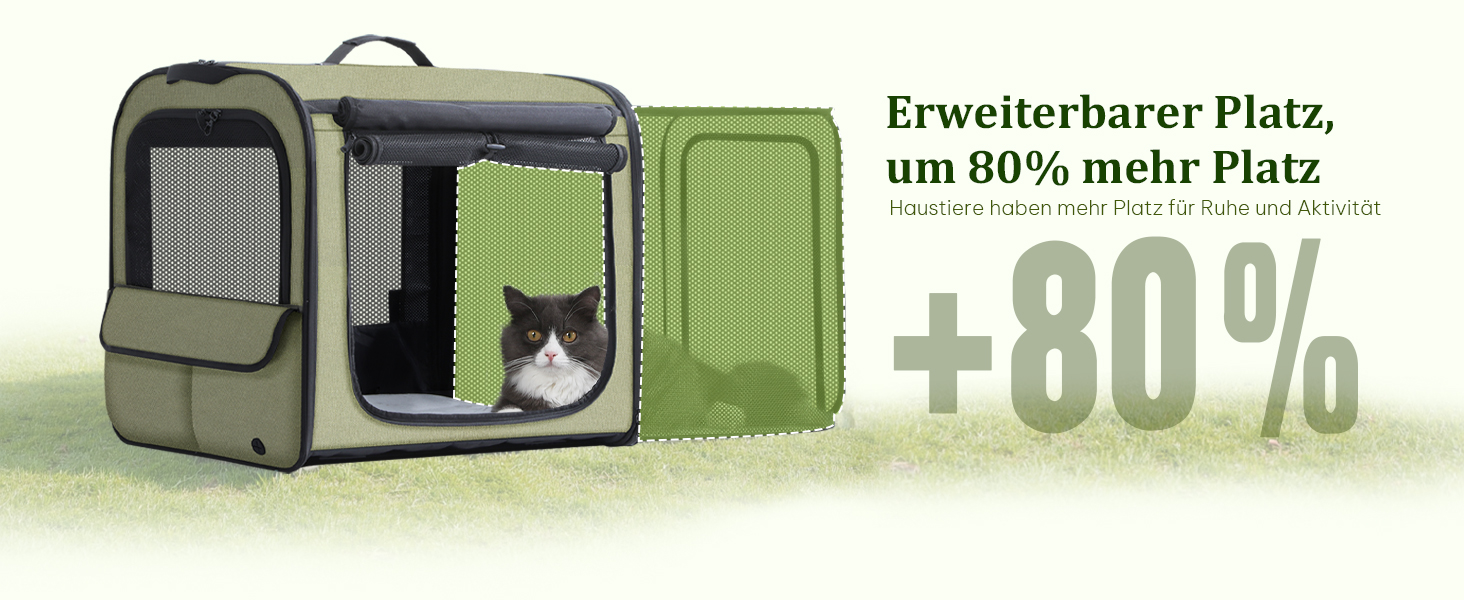 Транспортна переноска для собак Pecute: стабільна, складана, дихаюча, з ролетним віконцем (61x52x45 см)