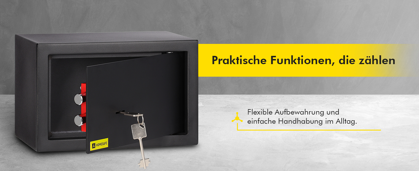 Сейф Homesafe HV15K з ключовим замком, вугільно-чорний сатиновий (20x31x20 см)