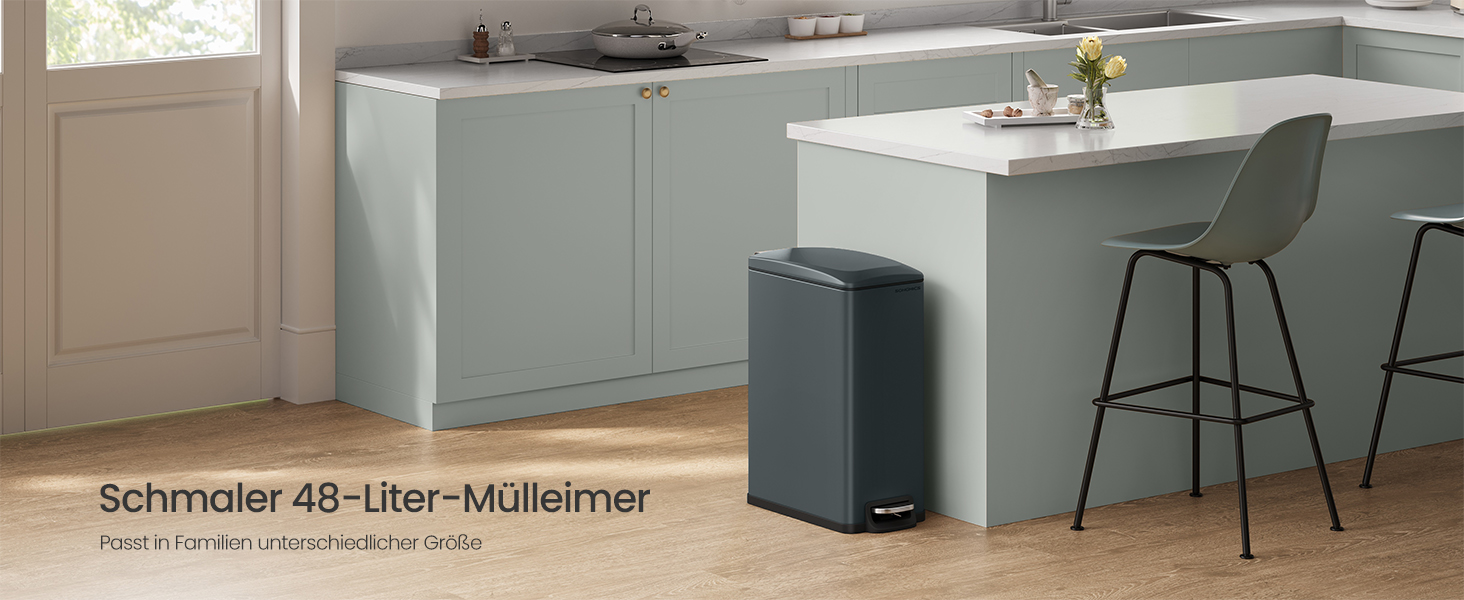 Відро для сміття SONGMICS 20 л з педаллю, м'яким закриттям, з внутрішнім відром, 15 мішків, металік сріблястий LTB543E01