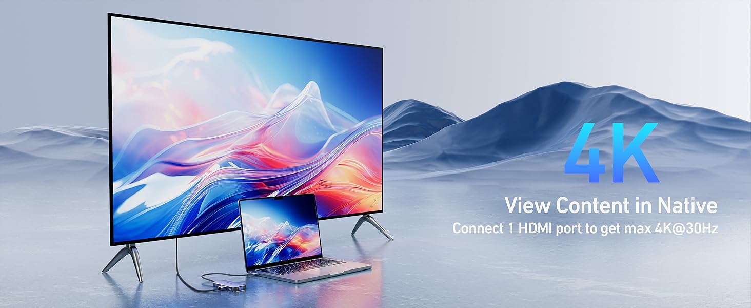 Док-станція BENFEI USB-C MST Hub - 11 в 1: 2HDMI 4K, VGA, 3 x USB 3.0, SD/TF, Ethernet, PD 100W, 3.5mm Aux для MacBook, XPS, Surface (Сірий)