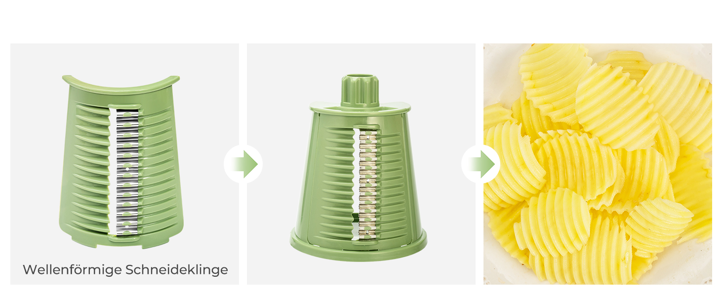 Тертка для сиру та овочів SUTEAS з ручкою - 5 насадок, потужний присосок, набір для нарізання овочів, ідеально підходить для сиру, огірків, моркви, горіхів, овочів, з коробкою для зберігання лез (Ретро-зелений)