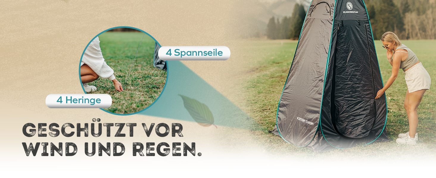 Намет для душу NaturBummler Pop-Up з захистом приватності, водонепроникний, з 5 кишенями та підлогою (1,9 м висота) – мобільний туалетний намет, переодягальня, захист від вітру для кемпінгу, пляжу, відпочинку на природі