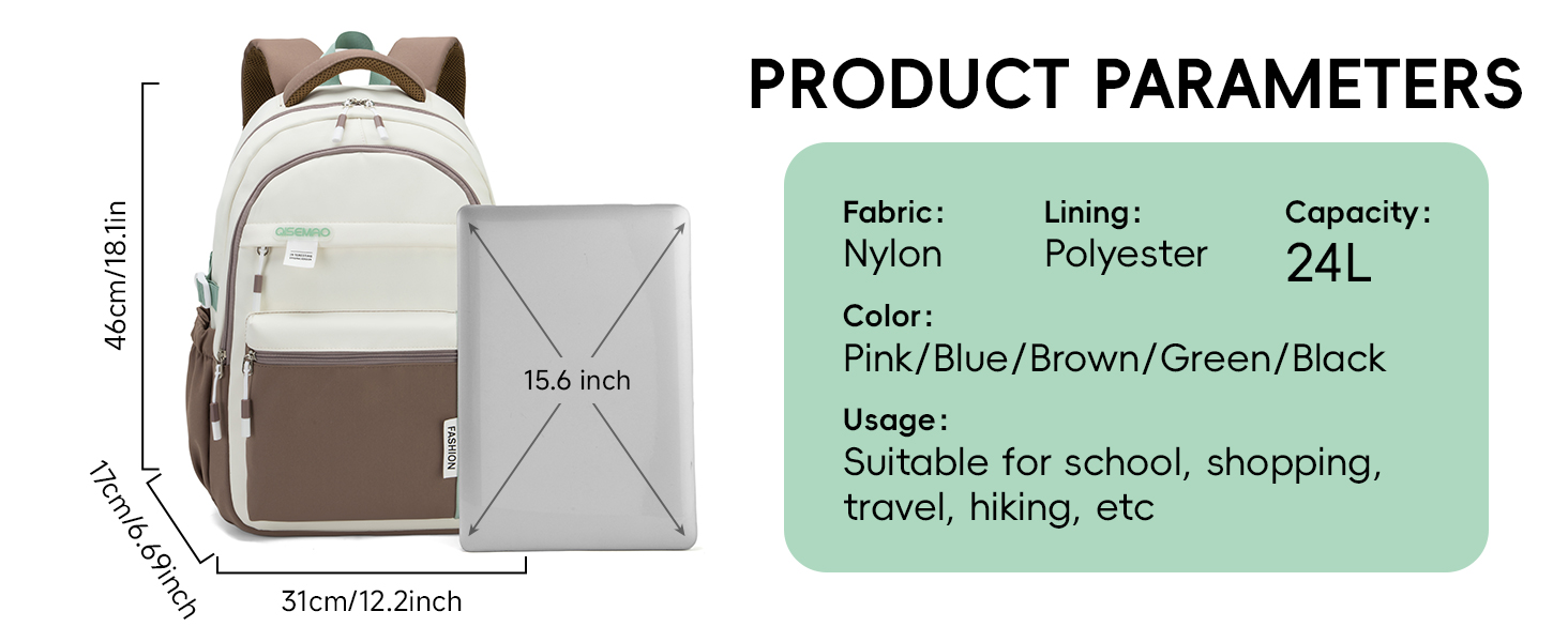 Шкільний рюкзак для дівчинки-підлітка 2025, для старшої школи, водонепроникний, для ноутбука 15.6