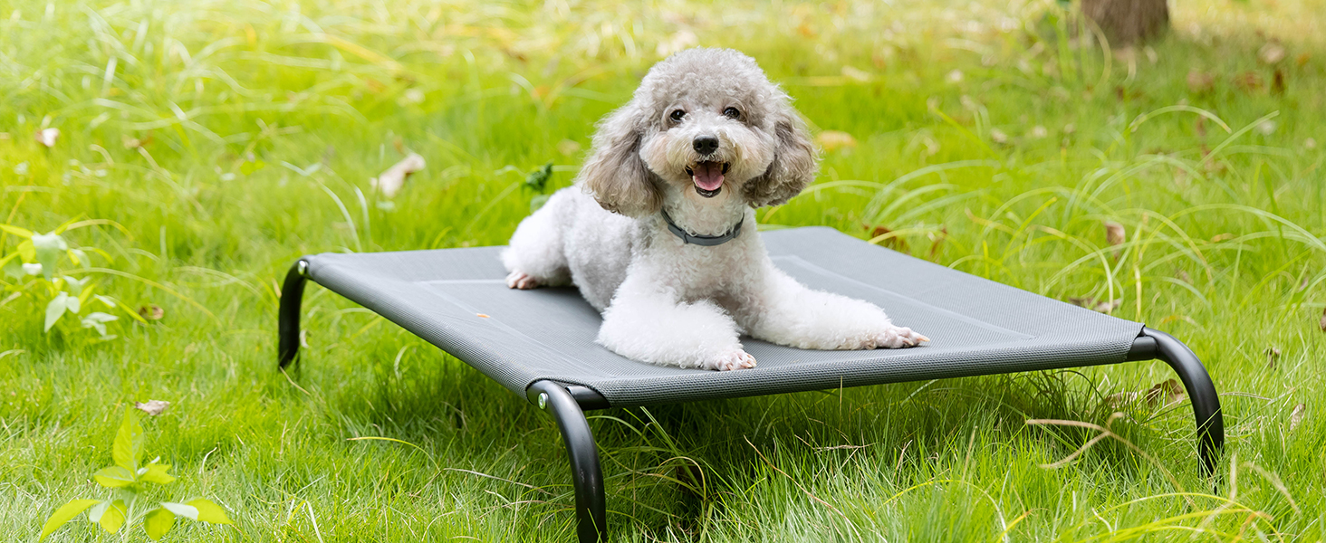 Зручне лежак для собак Nobleza Hundeliege Outdoor, сірий, M, 105x80x20 см - для відпочинку на вулиці, кемпінгу, з підняттям, з підстилкою