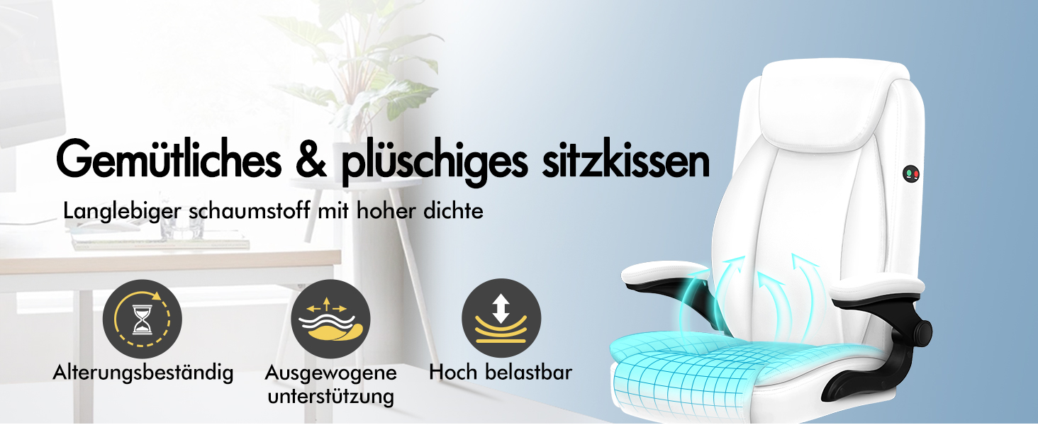 Офісне крісло ALFORDSON з регульованим нахилом 150°, обертання 360° та підставкою для ніг, PU-шкіра, чорний глянець (для дому та ігор)