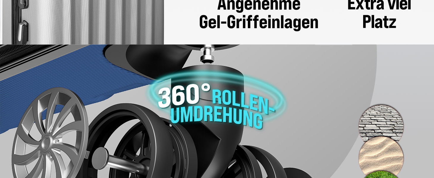 Набір валіз Monzana® 3шт. Зелений - M-L-XL з замком, органайзером та вагами - з гелевими ручками, подвійними колесами, підставкою, валіза-тележка, валіза з жорстким корпусом, багажний набір
