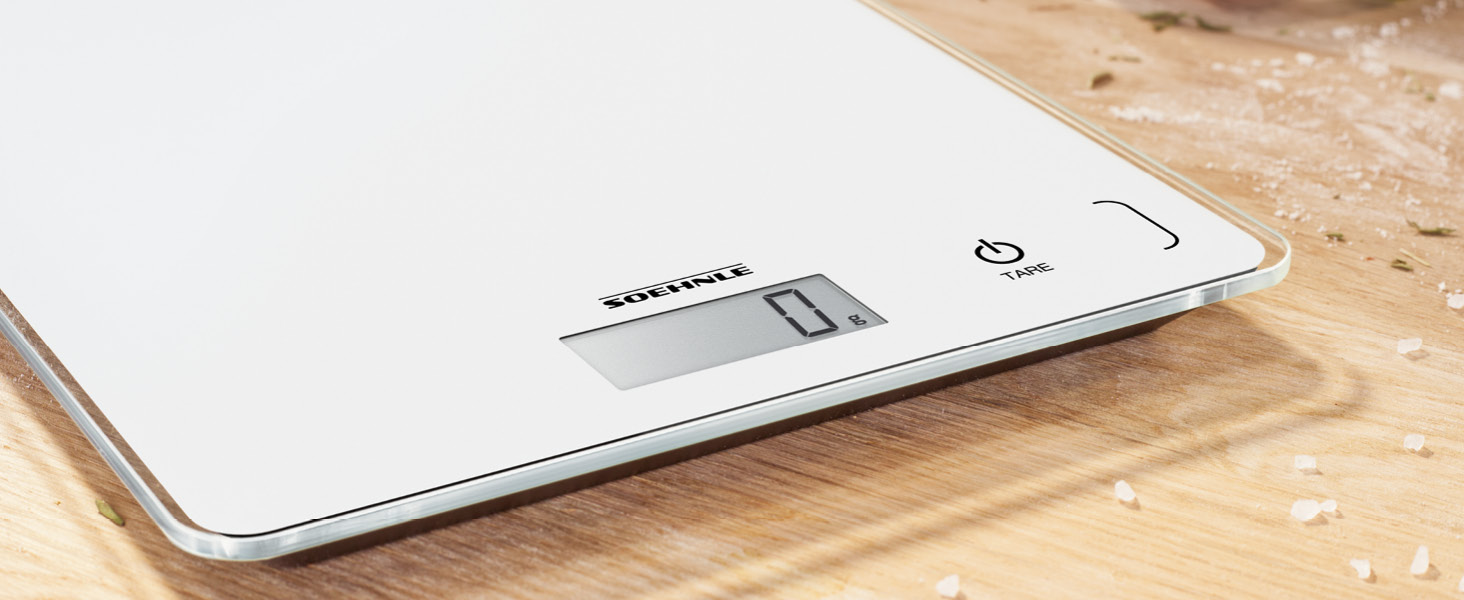 Кухонні ваги Soehnle Page Compact 300 білі, цифрові ваги до 5 кг, LCD-дисплей, функція тарування