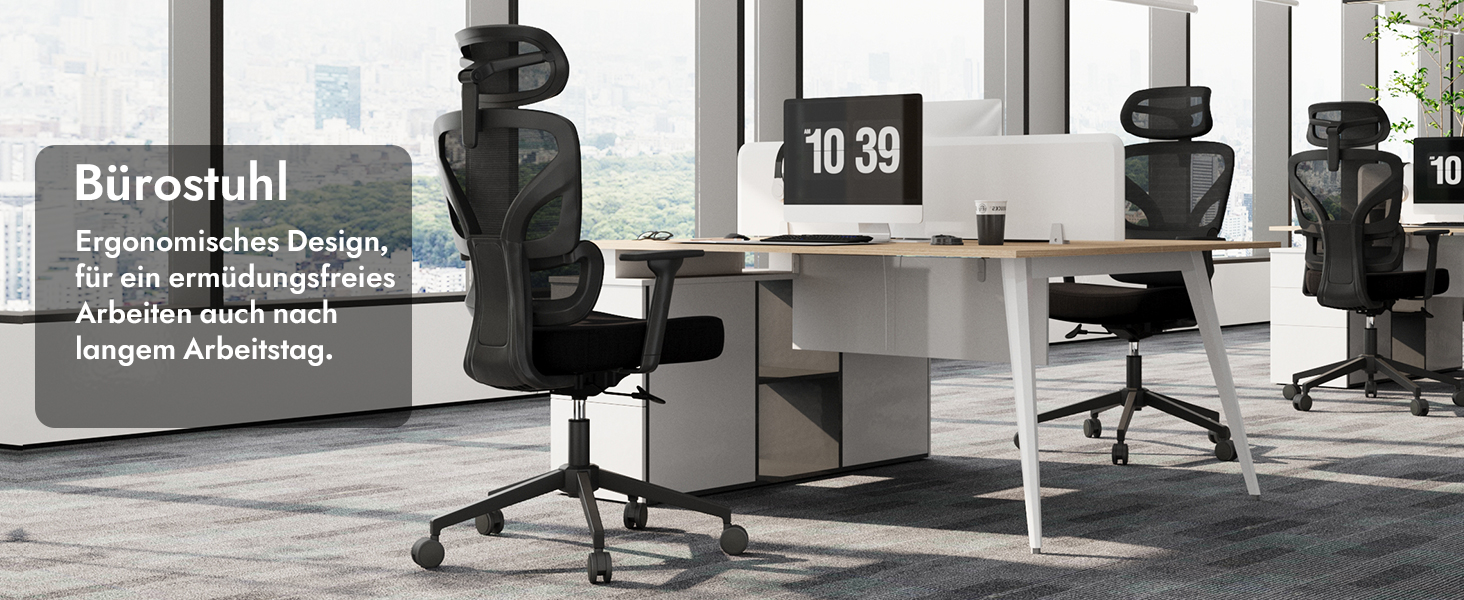 Ергономічне крісло для офісу та геймінгу з регульованою підголівником та 3D підлокітниками, підтримкою попереку, чорне