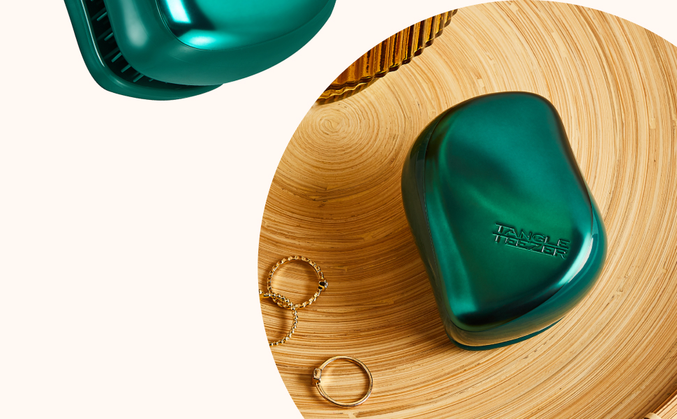 Тізер Tangle Teezer Compact Styler – Щітка для розчісування мокрого та сухого волосся. Підходить для всіх типів волосся. З захисною кришкою. Чорний & Рожеве золото