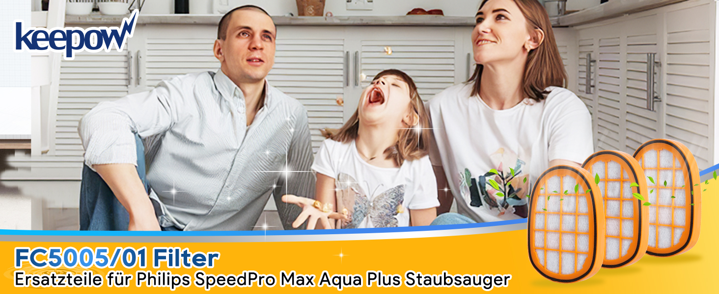 Набір фільтрів Keepow для пилососа Philips SpeedPro Max Aqua (8 шт.), мийні HEPA-фільтри для аккумуляторного пилососа