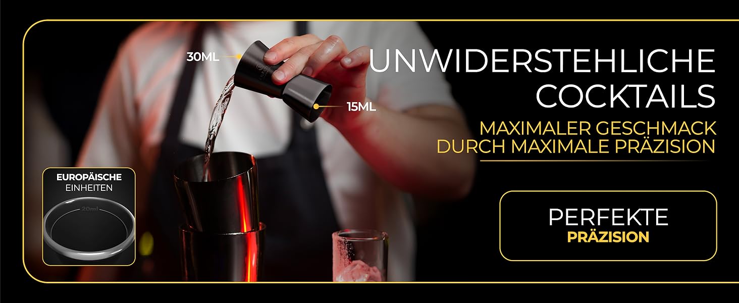 Набір для коктейлів EMPATION: професійний шейкер Boston, 8 предметів, 825 мл, нержавіюча сталь, чорний