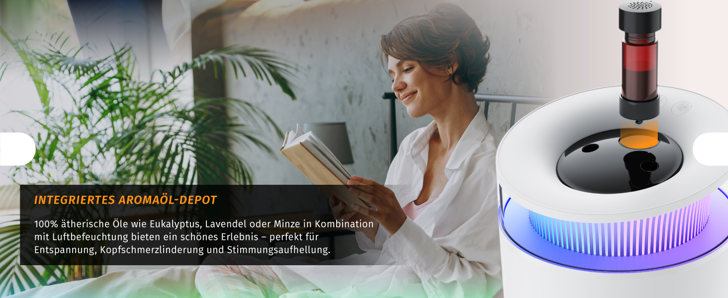 Зволожувач повітря 2,5 л тихий - 7 LED кольорів, 2 режими випуску пари, аромадифузор, для вітальні, дитячої кімнати, спальні - білий