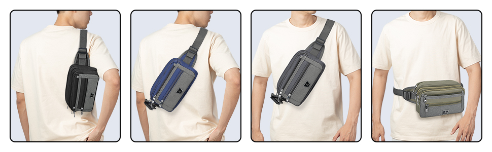 Чоловіча/жіноча поясна сумка на пояс з 7 кишенями на блискавці для спорту, фітнесу, бігу, велоспорту, подорожей та кемпінгу, блакитна