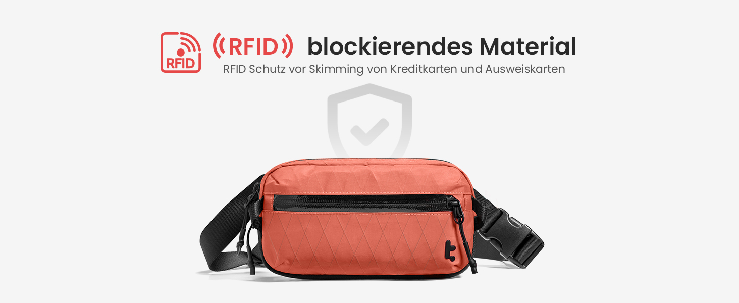 tomtoc Плечова сумка Sling Bag 3.5L з RFID-захистом – для Switch, iPad mini, EDC, подорожі | Водовідштовхувальна, X-pac Koralle