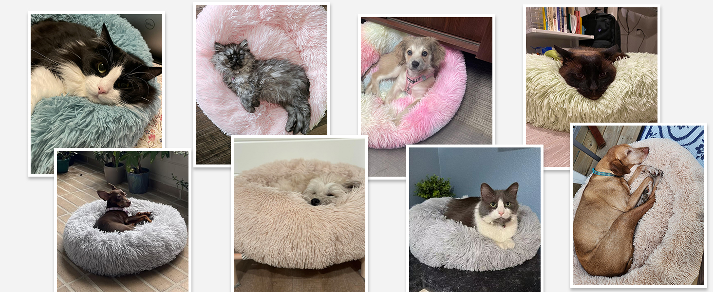 Кругле ліжко для котів та собак Nisrada, 60 см, рожеве, з неслизьким дном