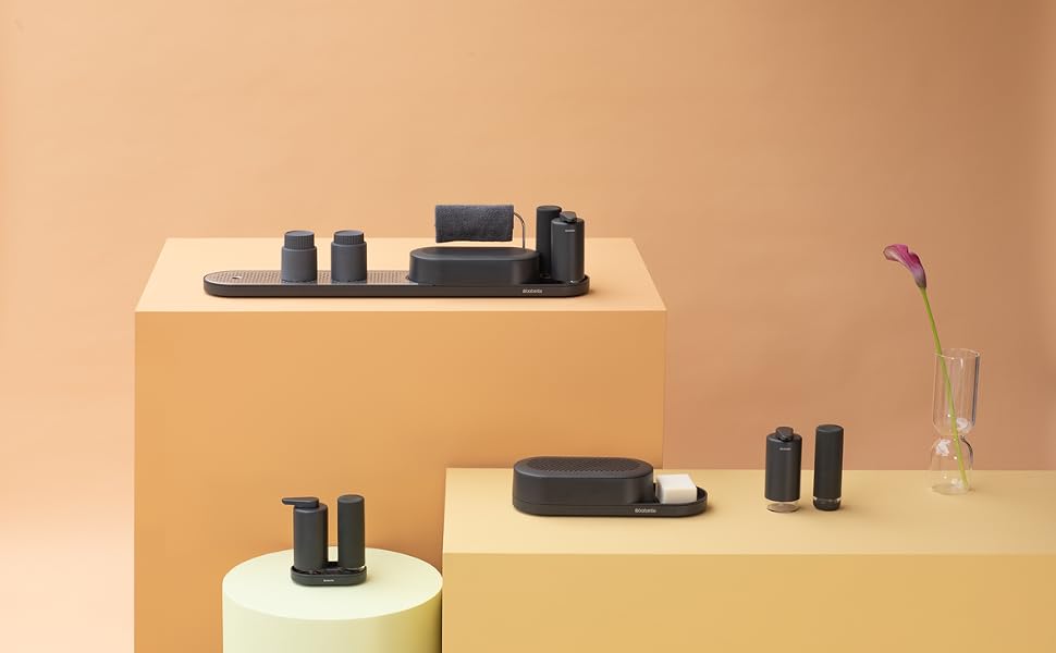 Brabantia Набір дозаторів для мила та миючих засобів, 2 шт., металевий, сірий Infinite Grau, 2 x 200 мл