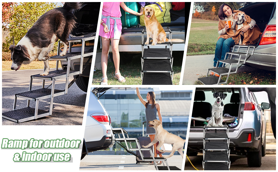 Foldable Dog Ramp for Cars - 5 Step Pet Stairs for Small, Medium, Large Dogs - Up to 70kg Capacity